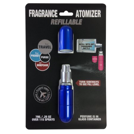 Refillable Fragrance Atomizer Delux Glossy Cobalt Blue .25oz, 1 Each by FE Distributors LLC