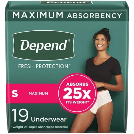 Depend Adult Incontinence Underwear for Women, Disposable, Maximum S, 19 ct, 1 Each by Depend