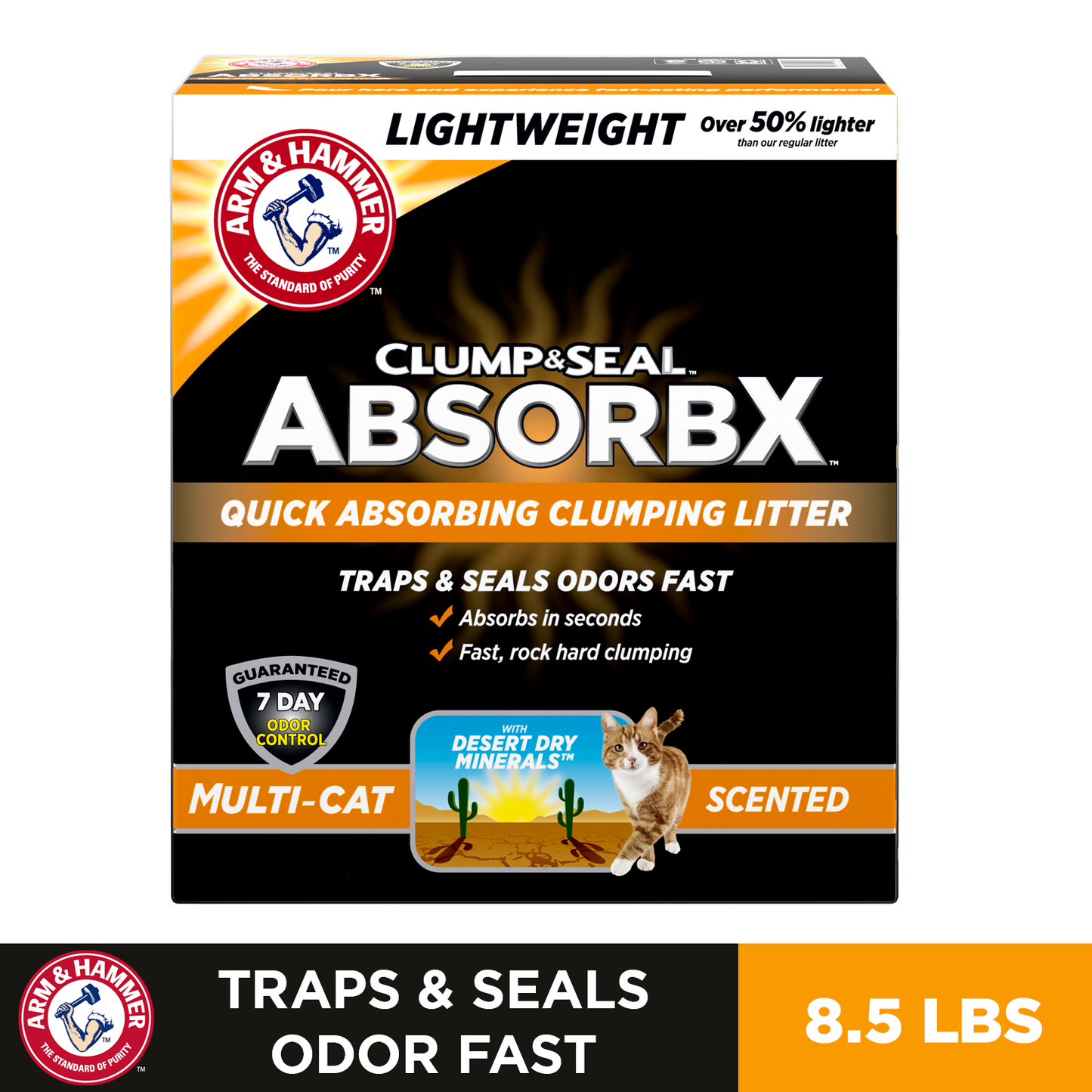 Arm & Hammer Clump Seal Absorbx Lightweight Multi-Cat Quick Absorbing Clumping Litter 8.5 Lb Box