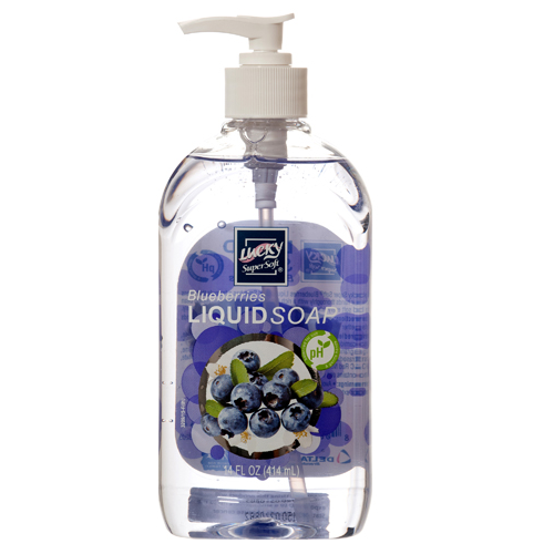 Lucky Super Soft Clear Liquid Soap, Blueberries, 14 Oz