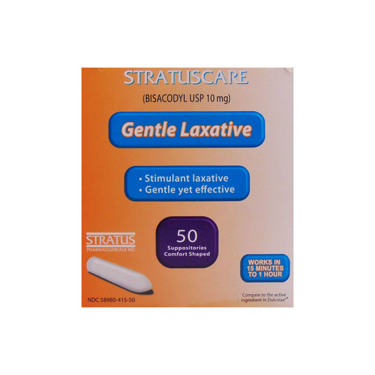 Stratuscare Bisacodyl 10 MG Laxative Suppository 50Ct, 1 Pack Each, By Stratuscare