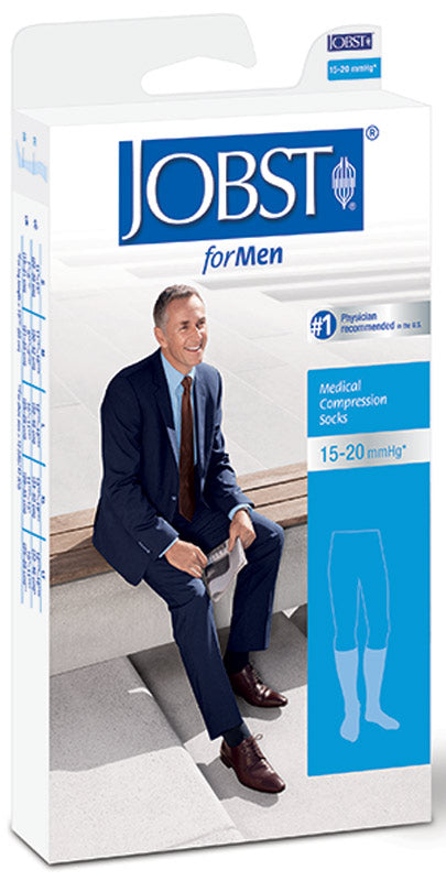 Jobst For Men Knee High 15-20 Mmhg Compression Socks, Closed Toe, X-Large, White