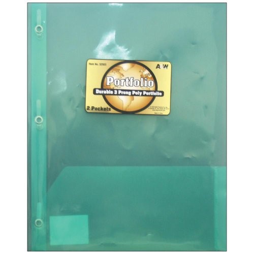 3 Prong Poly Portfolio 2 Pockets 9.5 Inch X 11.5 Inch-Assorted Col, 1 Each by Portfolio