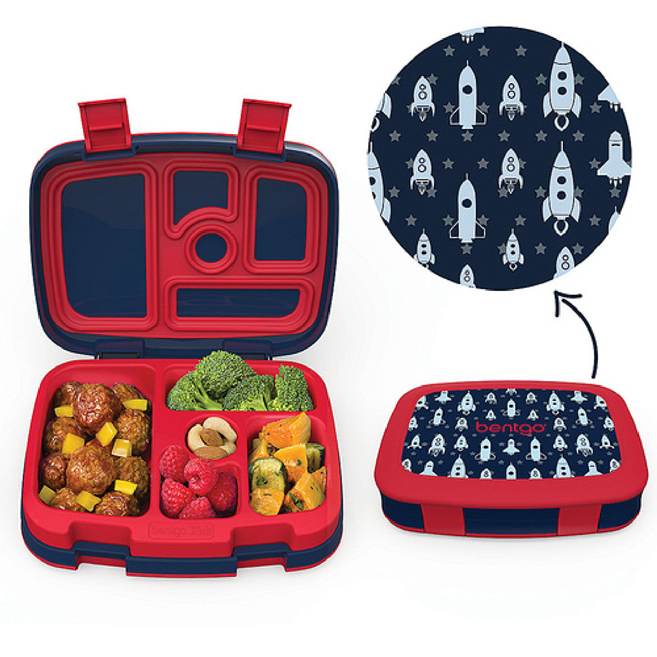 Bentgo Kids Prints - Rocket (Red/Navy)