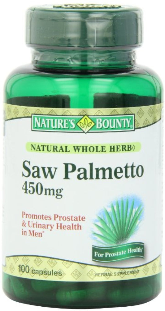 Nature's Bounty Saw Palmetto 450 Mg, Natural Whole Herb, 100 Capsules
