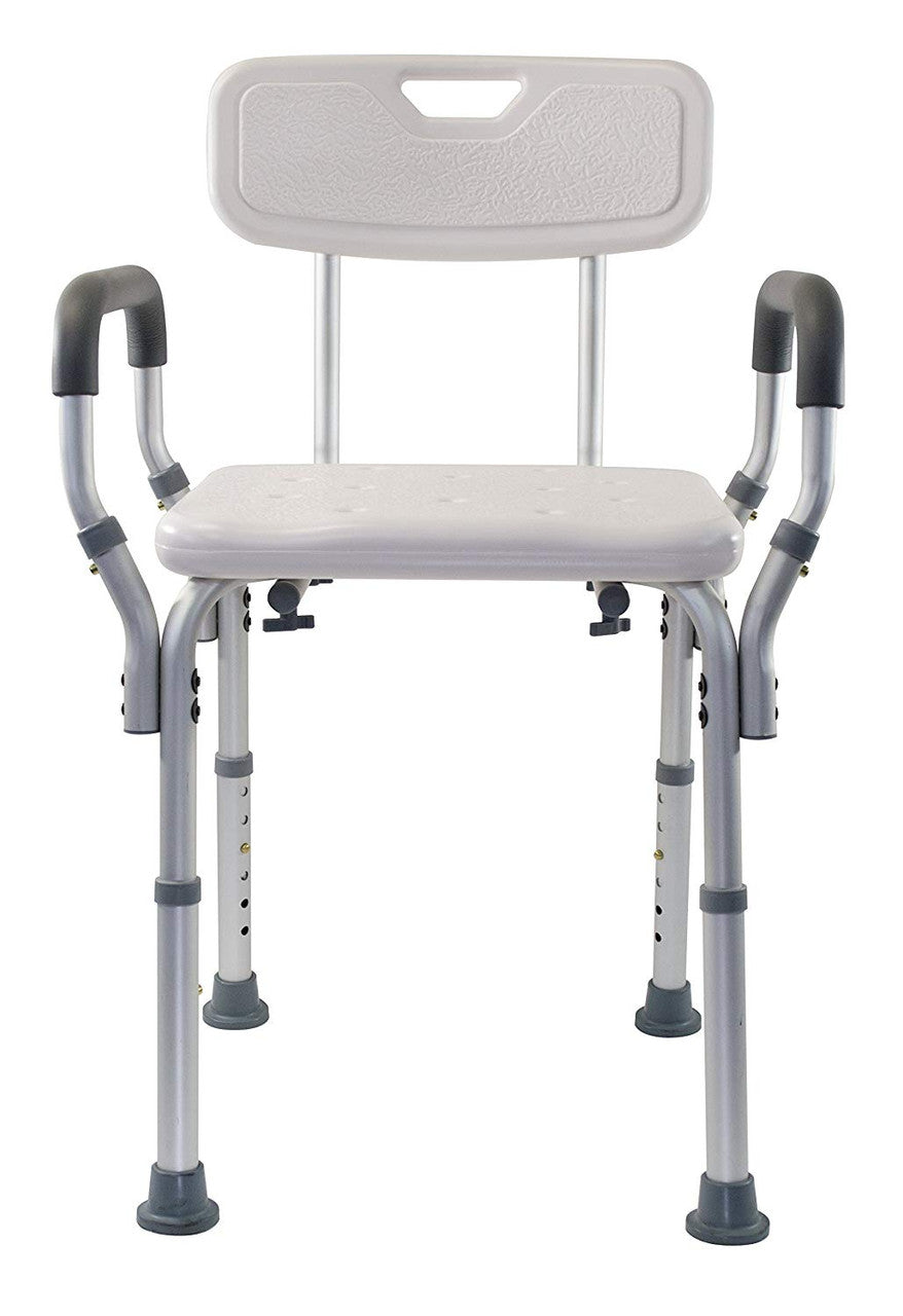 Essential Medical Adjustable Removable Arm Shower Bench with Back - 1.0 Each