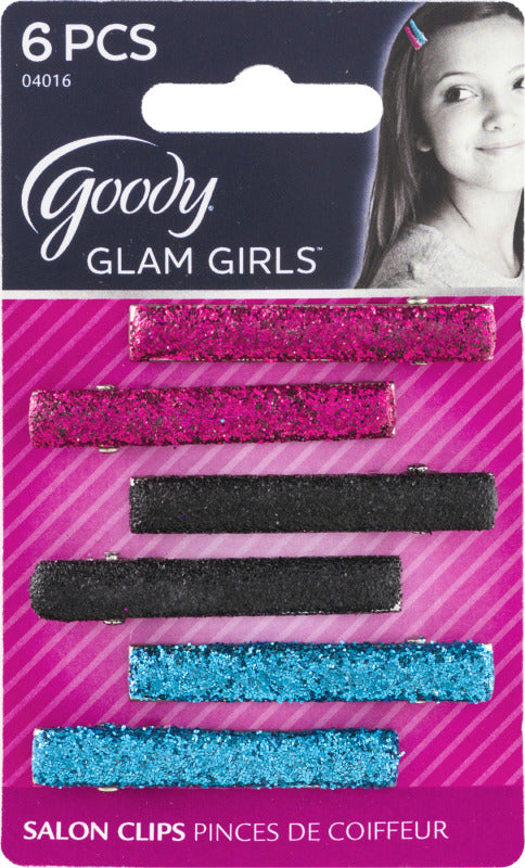 Tween Girls Glitter Rectangle Salon Clip, 6 Ct