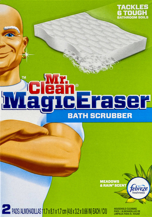 Mr. Clean Magic Eraser, Bath Scrubber, Febreze Meadows & Rain Scent, 2 Count