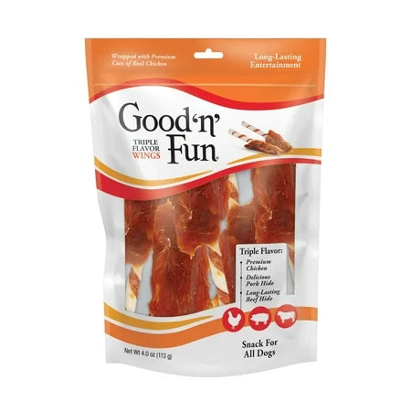 Good ’n’ Fun Triple Flavor Wings Rawhide Chew for All Dogs