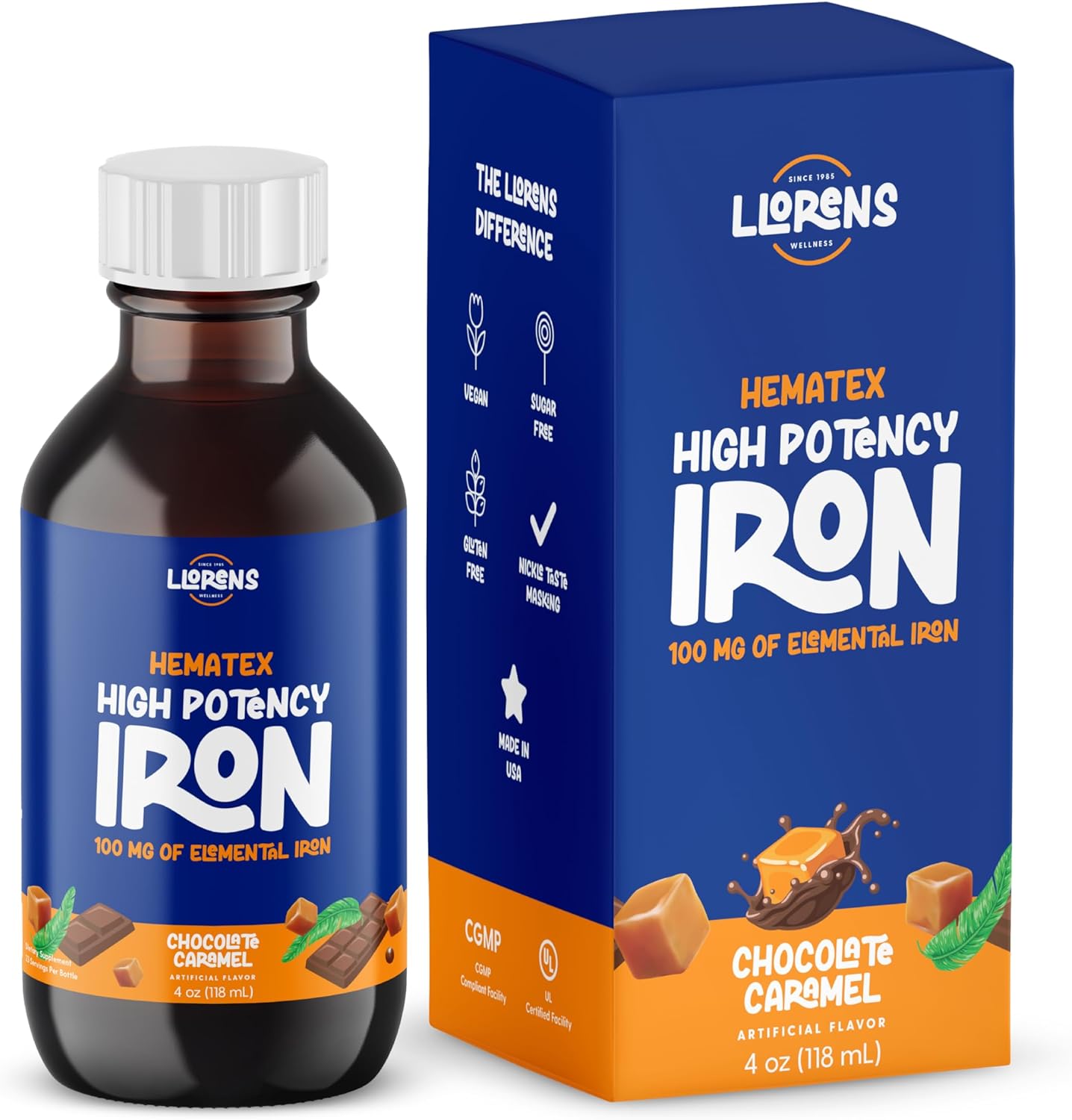 Hematex Chocolate Caramel Flavor High Potency Iron 100mg 4oz, 1 Each, By Llorens Pharmaceutical