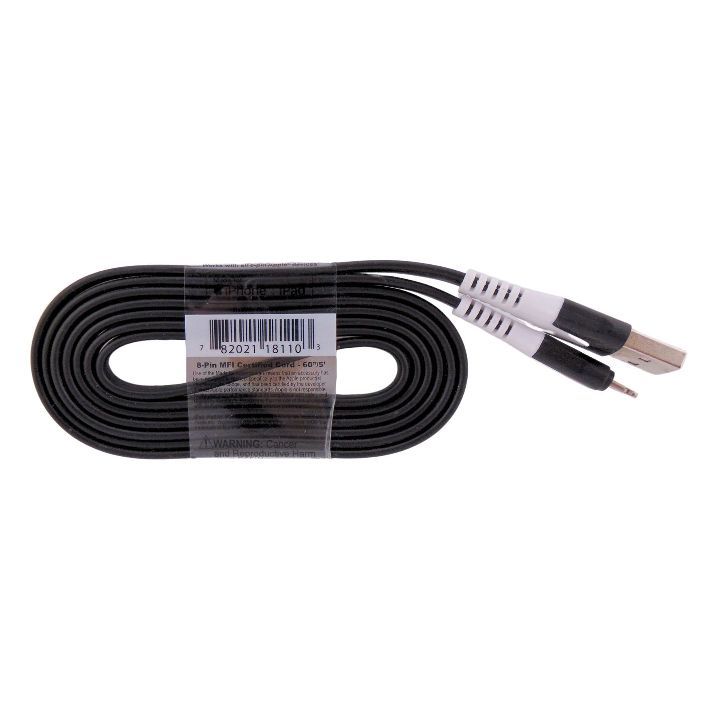8-PIN Charging Cable 60" Flat Cable-Black