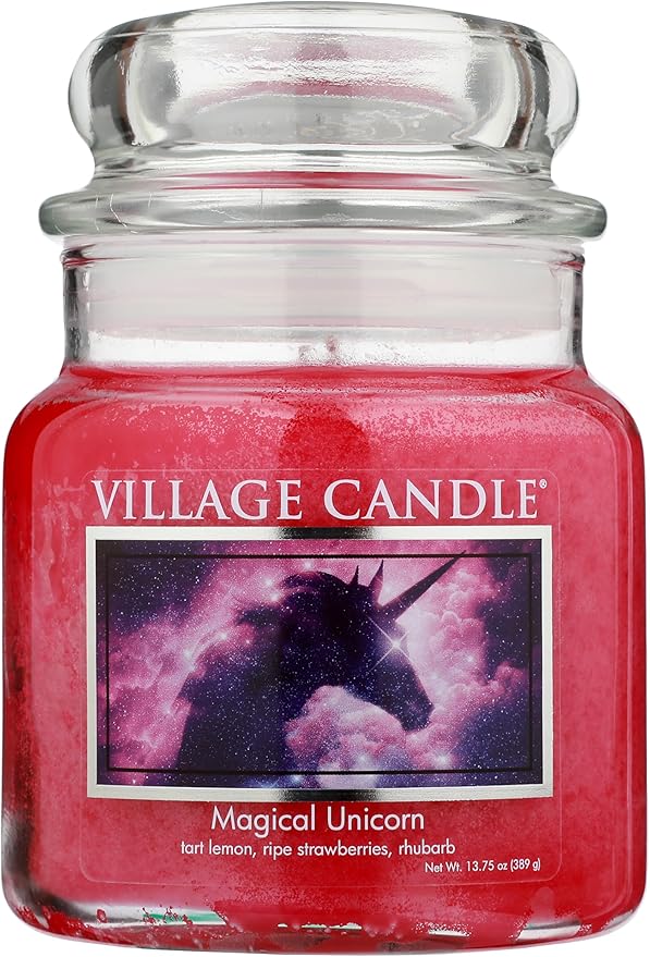 Magical Unicorn, Medium Glass Apothecary Jar Scented Candle, 13.75 oz, 1 Each, By Village Candle