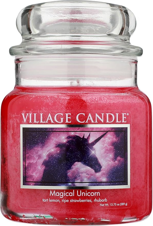 Magical Unicorn, Medium Glass Apothecary Jar Scented Candle, 13.75 oz, 1 Each, By Village Candle
