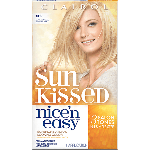 Clairol Nice 'N Easy, Sb2 Ultra Light Cool Summer Blonde, Permanent Hair Color, 1 Kit