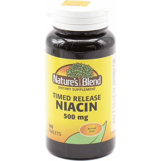 Nature's Blend Niacin 500 Mg, Time Released, Tablets, 100 Ea