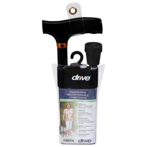 Drive Cane Fldg T Hndl Blk