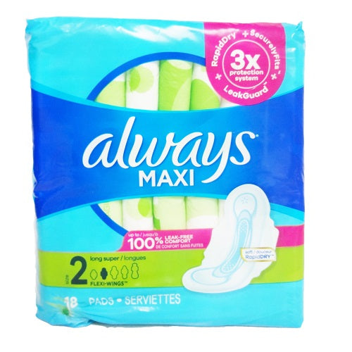 Always Maxi Flexi-Wings Size 2 Long Super Soft Pads