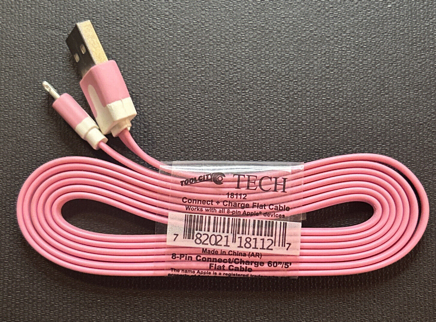 8-Pin Connect/Charger Flat 60 Cable - Pink