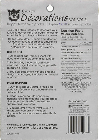 Cake Mate Happy Birthday, Cake Decorations, 1 Sheet Each, By Signature Brands, LLC