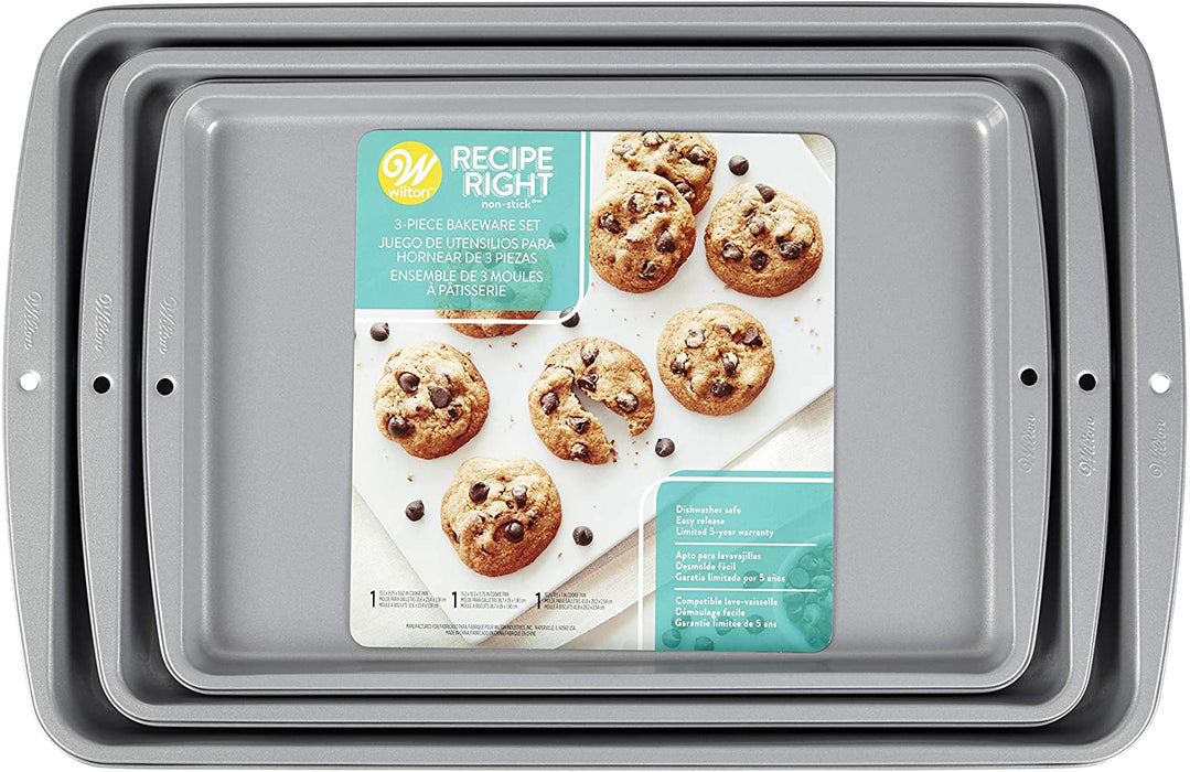 Wilton 2105-975 Recipe Right Non-Stick Cookie Pan Set, 3-Piece