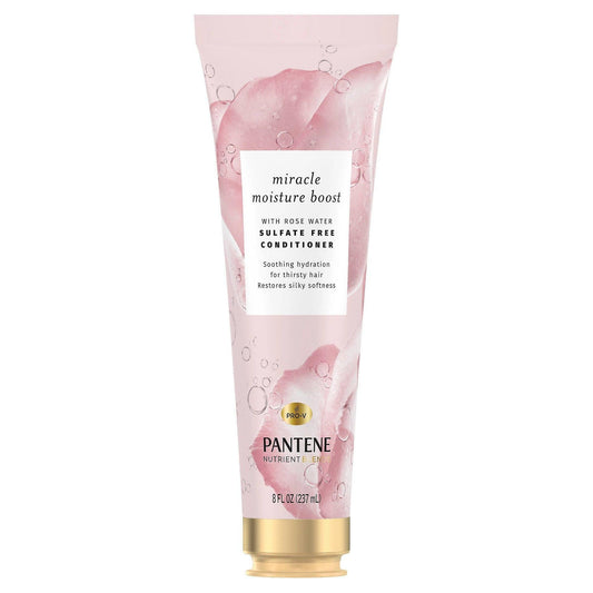 Pantene Nutrient Blends Miracle Moisture Boost Rose Water Conditioner For Dry Hair, Sulfate Free, 8 Fl Oz