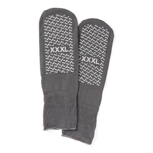 Medline Double-Tread Patient Slippers, Terry, Gray, Bariatric, 1 Pair Each, By Medline
