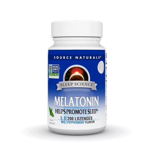 Melatonin 5Mg 200 Peppermint Lozenge (Packing May Vary), 1 Bottle Each, By Source Naturals