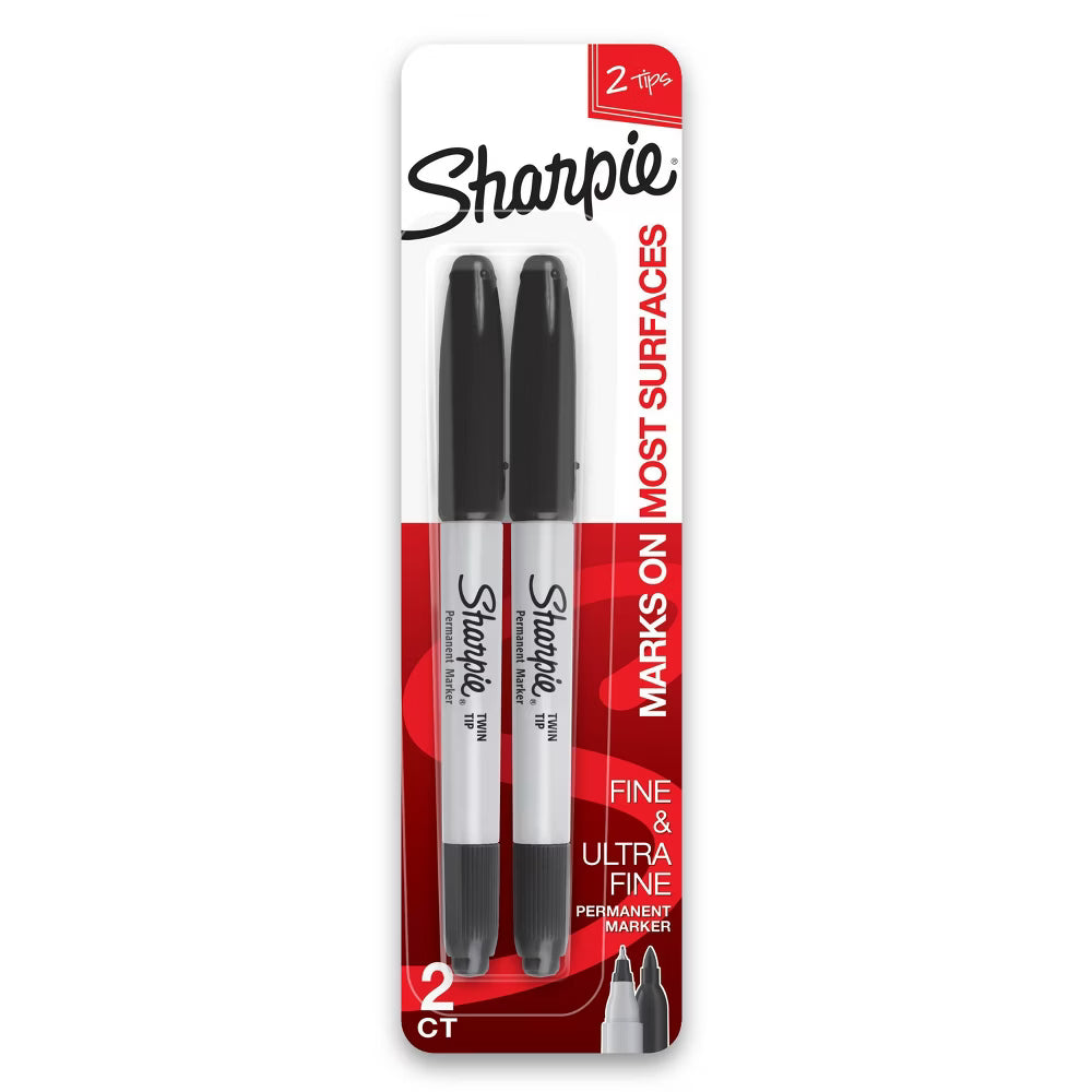 Sharpie Fine Point and Ultra Fine Point Permanent Markers, Black 2 Ct 1 Pack
