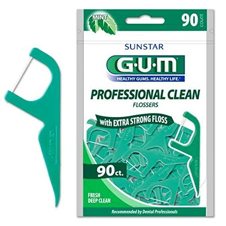 GUM - 893F Professional Clean Flossers Extra Strong Flosser Pick Fresh Mint 90 Count, 1Pk by Gum