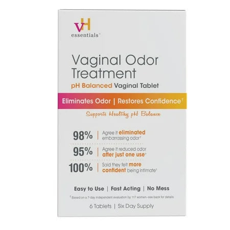 vH essentials Vaginal Odor Treatment pH Balanced Suppositories 6 Tablets
