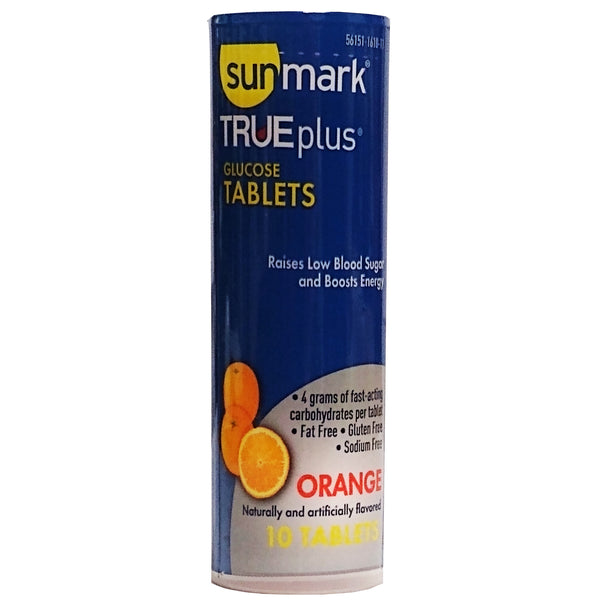 TRUEplus Glucose Tablets, 10 Tablets, Case of 6 Tubes Each, By SunMark