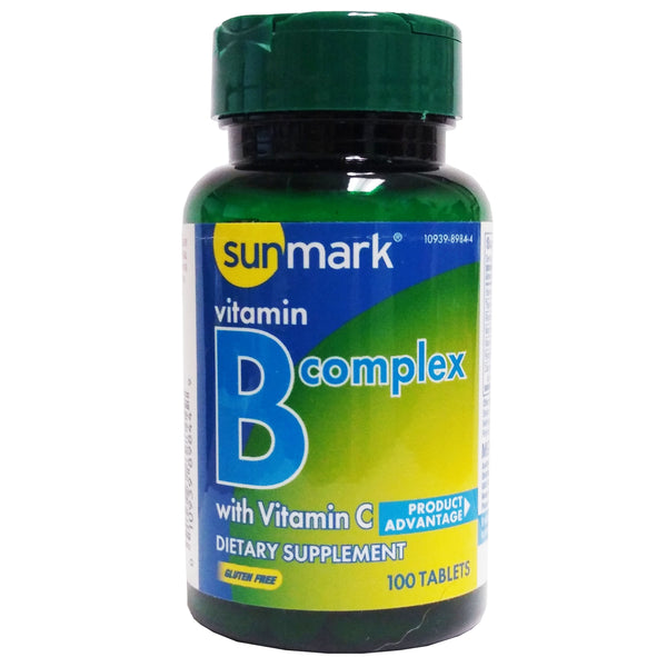 Sunmark Vitamin B Complex With Vitamin C 100 Tablets, 1 Bottle Each, By Sunmark