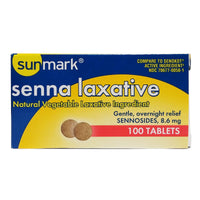 Sunmark Senna Laxative Overnight Relief 100 Tablets, 1 Pack Each, By Geri-Care