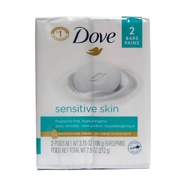 Dove Sensitive Skin Moisturizing 2 Bars 2.75 Oz, One Pack of 2 Bars, By Unilever