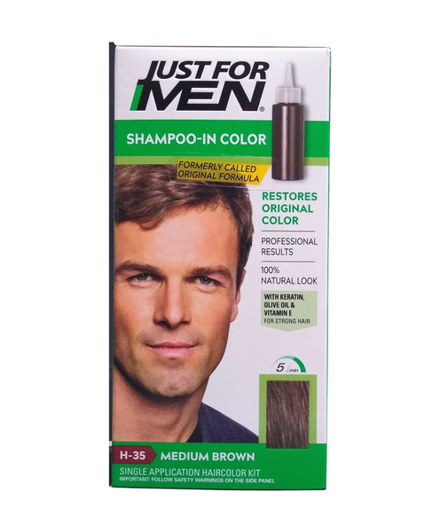 Just For Men Shampoo-In Color Medium Brown H-35, One Box, By Combe Inc.