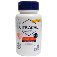 Citracal Petites Calcium Citrate + D3, 100 Coated Caplets, 1 Bottle Each, By Bayer