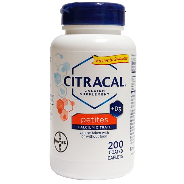 Citracal Petites Calcium Citrate + D3, 200 Coated Caplets, 1 Bottle Each, By Bayer