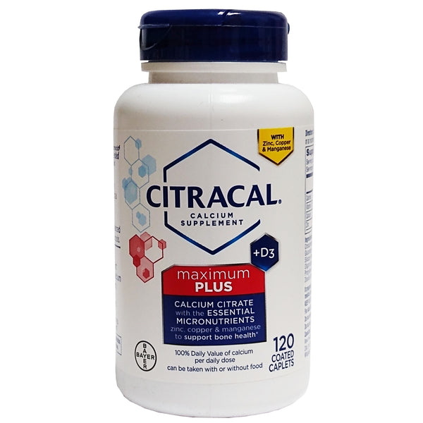 Citracal Maximum Plus Calcium With Micronutrients + D3, 120 Coated Caplets, 1 Bottle Each, By Bayer