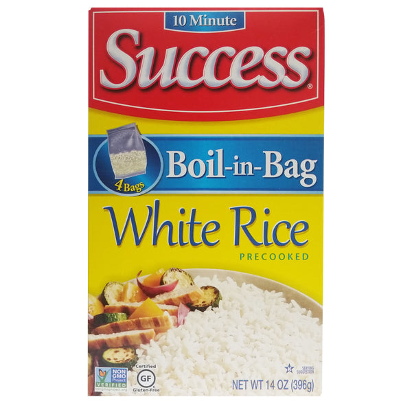 Success Boil-In-Bag Precooked White Rice 14 Oz 4 Count, 1 Box Each, By Riviana Foods