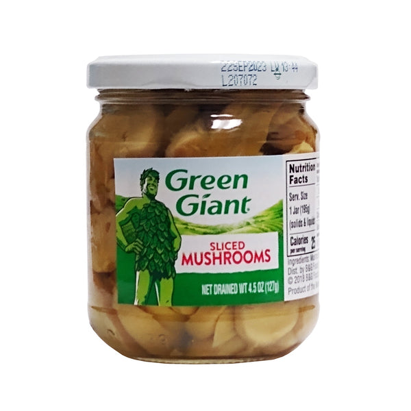 Green Giant Sliced Mushrooms 4.5 oz., Case of 12 Glass Jars, By B&G Foods