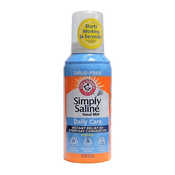 ARM & HAMMER Simply Saline Nasal Care Daily Mist 4.5oz – Instant Relief for  Every Day Congestion – One 4.5oz Bottle 