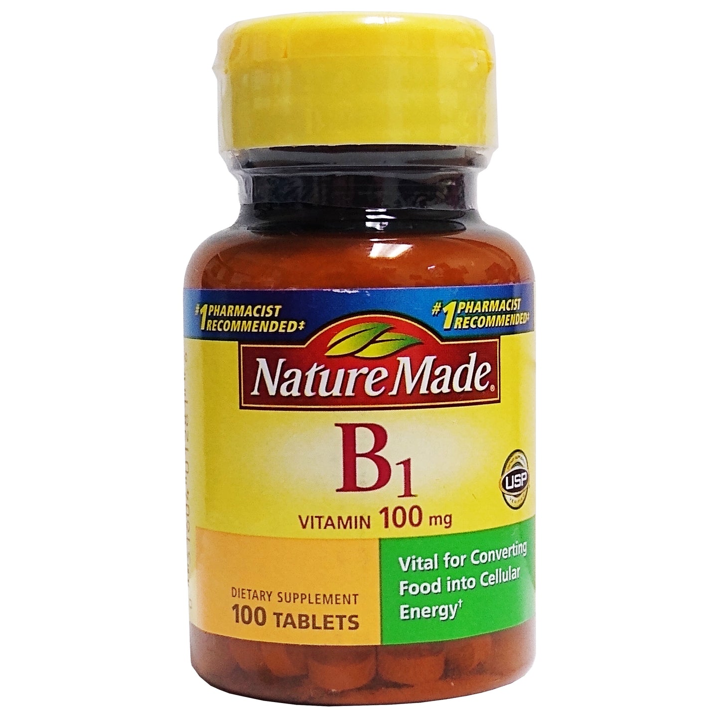 Nature Made B1 Vitamin 100 mg 100 Tablets, 1 Bottle Each, By Pharmavite