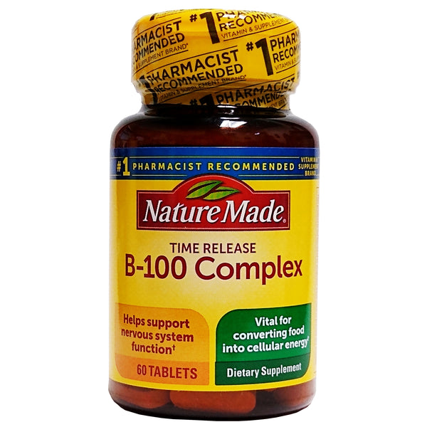 Nature Made Time Release B-100 Complex 60 Tablets, 1 Bottle Each, By Pharmavite