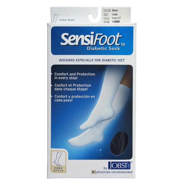 SensiFoot Diabetic Socks, Knee-Hi, Large, Black, 1 Pair Each, By BSN Medical
