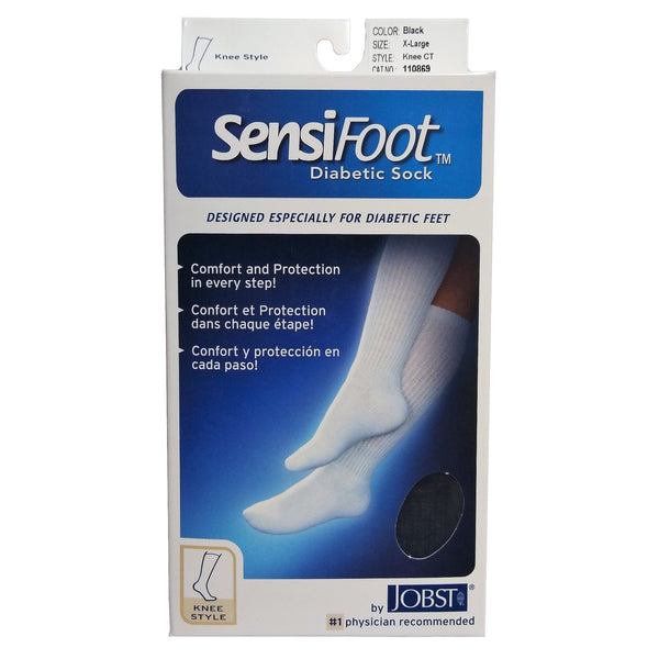 SensiFoot Diabetic Socks, Knee-Hi, X-Large, Black, 1 Pair Each, By BSN Medical