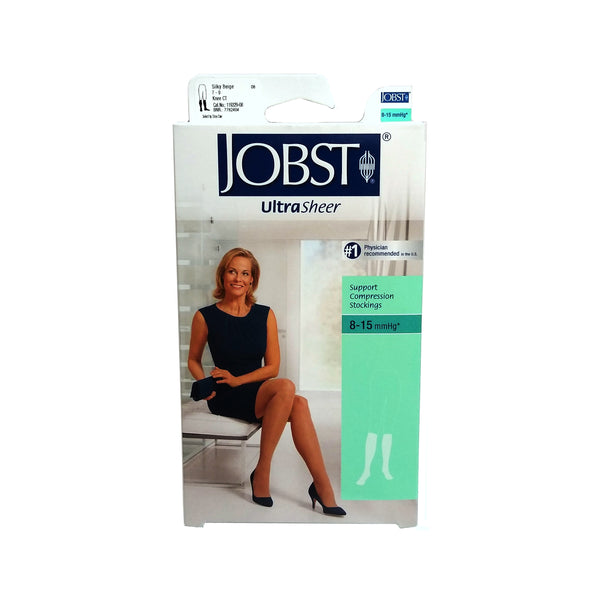 Ultra Sheer Knee High Compression Socks, Small, Beige Color, 8-15 mmHg, By Jobst
