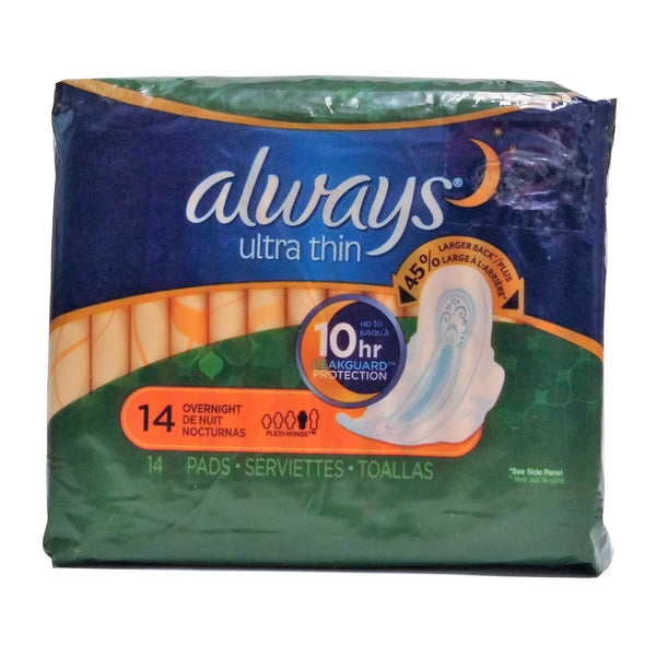 Always Ultra Thin Overnight, 1 Package, 14 Each, By Procter & Gamble