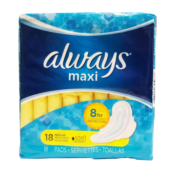 Always Regular Maxi Pads, 18 Ct., 1 Pack Each, By P&G