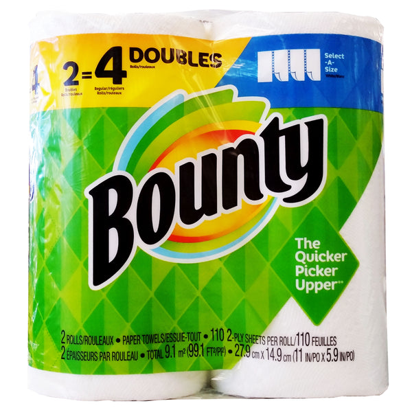 Bounty 2-Ply Paper Towels, 2 Double Rolls, 1 Pack Each, By P&G