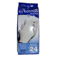 Cara Cotton Gloves Medium 7 1/2 to 8 1/2, 24 Pairs, 1 Box By Cara